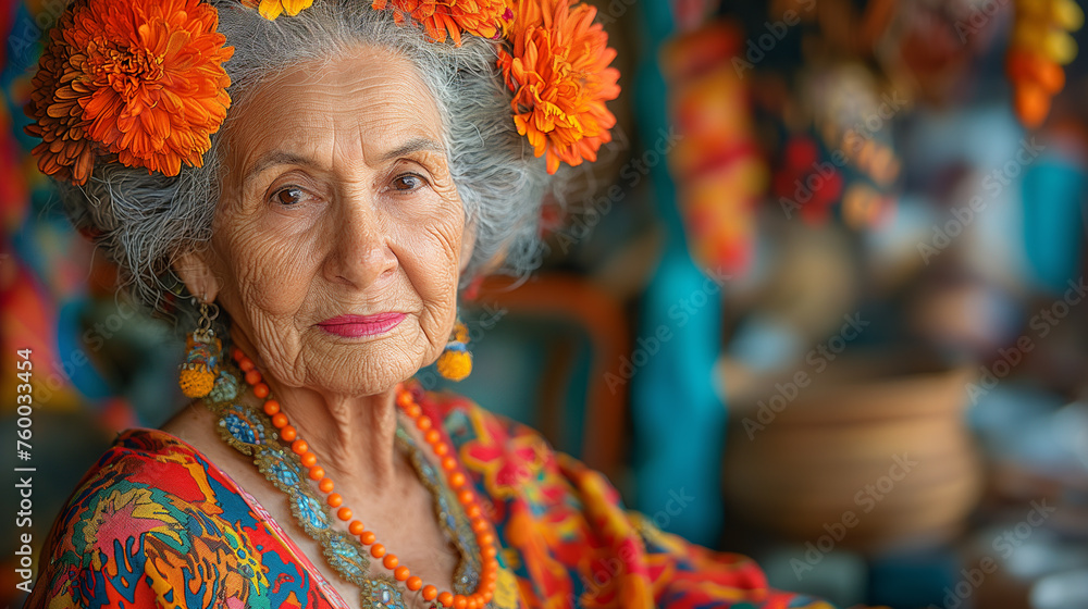 Fototapeta premium The poignant journey of an elderly woman , captured in rich, emotive imagery.