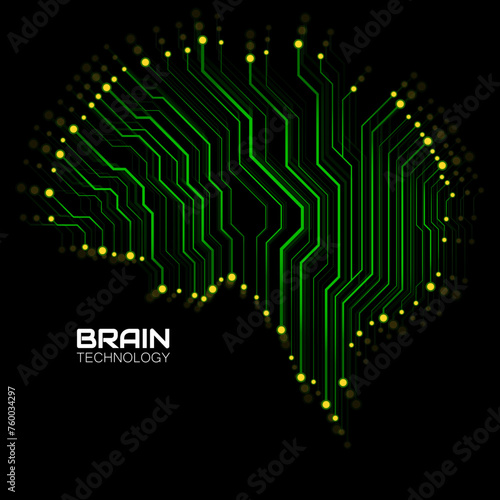 Technological brain. Circuit board. Abstract vector background