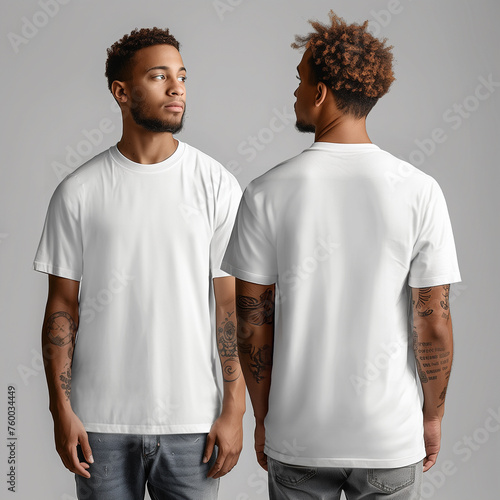 white Gildan 5000 front back shirt mock-up male t-shirt Gildan front back white shirt mockup men's blank Gildan 5000 man Mockup 
