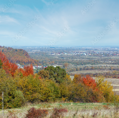 Autumn Carpathian village landscape  Ivano-Frankivsk oblast  Ukraine .
