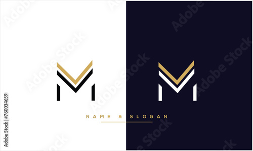 Alphabet Letters MV, VM, Initials Logo Monogram