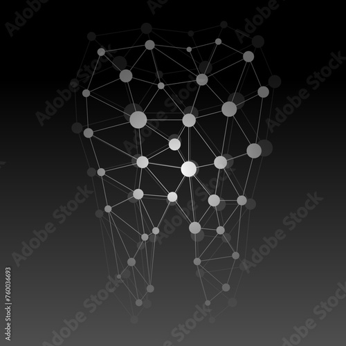 Tooth logo of lines and dots. Dental and orthodontics medical concept. Vector illustration