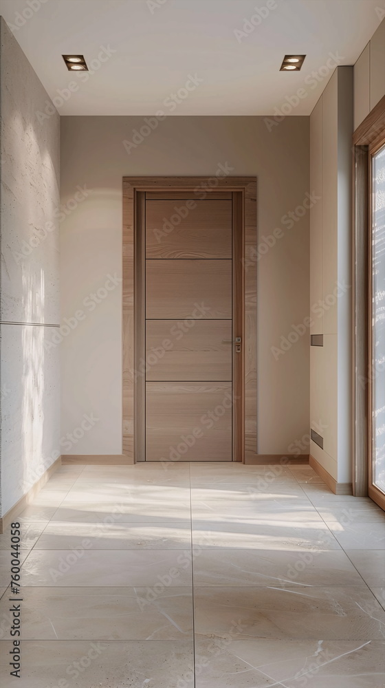 Fototapeta premium Modern and light house hall with empty walls