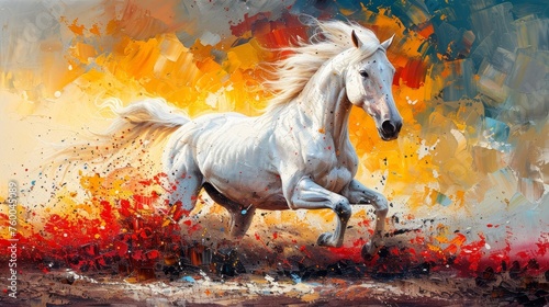 Featured in: Abstract oil painting, horse, mural, art wall. Hand painted oil painting, large strokes, paint strokes, knife painting. © Zaleman