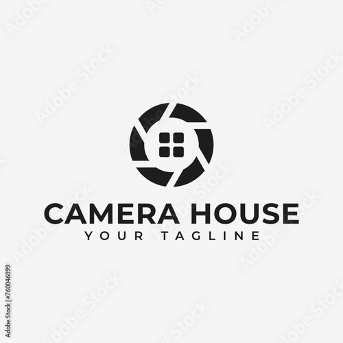 Combination of camera and house logo concept photo
