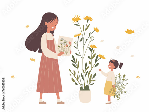  A child proudly presents a hand-painted card and a bouquet of wildflowers to their beaming mother. 
