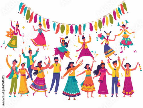 A community center hosts a cultural festival filled with people celebrating different traditions through music dance and food. 