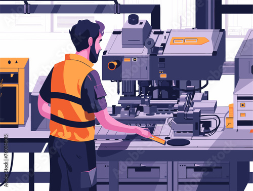  A factory worker operates complex machinery their every movement precise and contributing to the production of essential goods. 