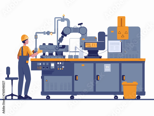  A factory worker operates complex machinery their every movement precise and contributing to the production of essential goods. 