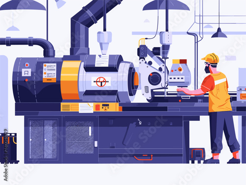  A factory worker operates complex machinery their every movement precise and contributing to the production of essential goods. 