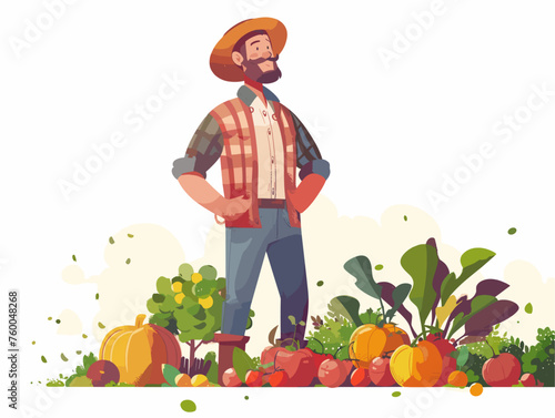  A farmer surveys their bountiful harvest the fruits of their labor ripe for the picking. 