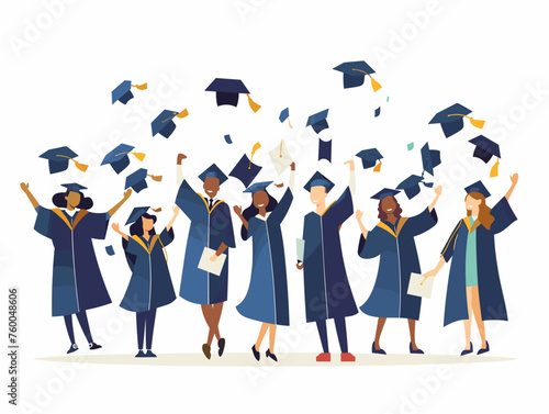  A group of graduates toss their caps symbolizing the end of one chapter and the beginning of countless new possibilities. 