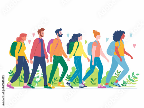  A group of volunteers participate in a walkathon to raise awareness for a specific cause garnering support for a worthy cause. 