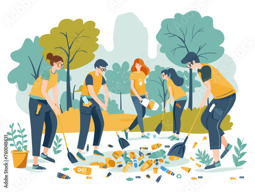  A group of volunteers tirelessly clean up a local park removing litter and debris to create a cleaner and more enjoyable space for the community. 