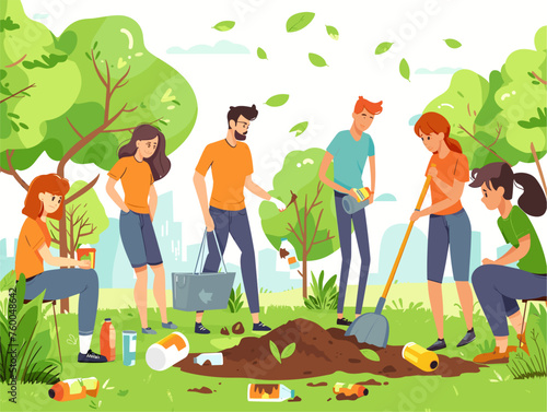  A group of volunteers tirelessly clean up a local park removing litter and debris to create a cleaner and more enjoyable space for the community. 