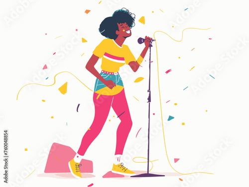  A musician performs a powerful song about self-acceptance and embracing one's identity inspiring the crowd. 