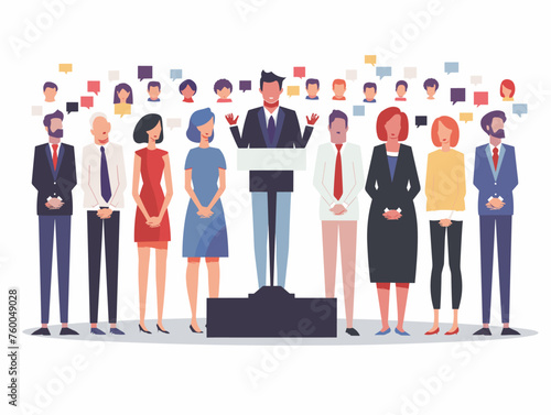  A public speaker receives a standing ovation after delivering a powerful and impactful presentation. 