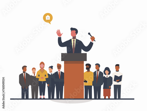  A public speaker receives a standing ovation after delivering a powerful and impactful presentation. 