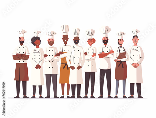  A restaurant kitchen showcases a diverse team of chefs from different countries each contributing their culinary expertise to create delicious meals. 