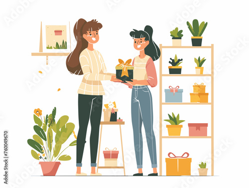  A young entrepreneur presents her mother with the first product from her newly established business a venture supported by her mother's encouragement. 
