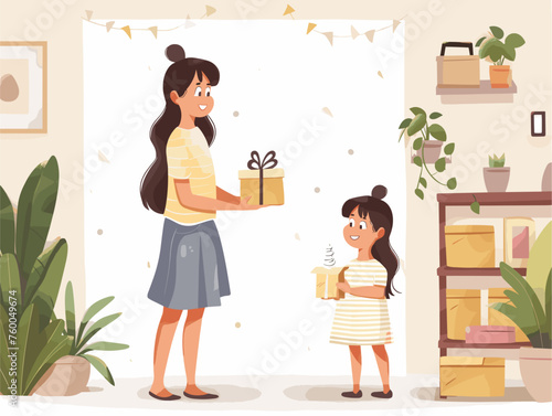  A young entrepreneur presents her mother with the first product from her newly established business a venture supported by her mother's encouragement. 
