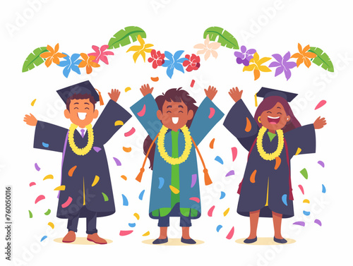  Graduates toss their leis into the air marking the traditional Hawaiian farewell and the start of their next adventure. 