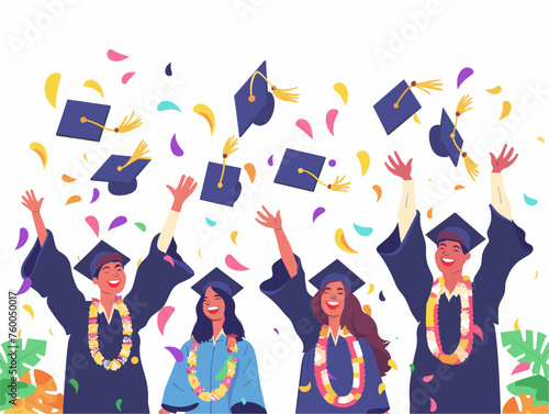 Graduates toss their leis into the air marking the traditional Hawaiian farewell and the start of their next adventure. 
