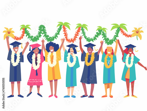  Graduates toss their leis into the air marking the traditional Hawaiian farewell and the start of their next adventure. 