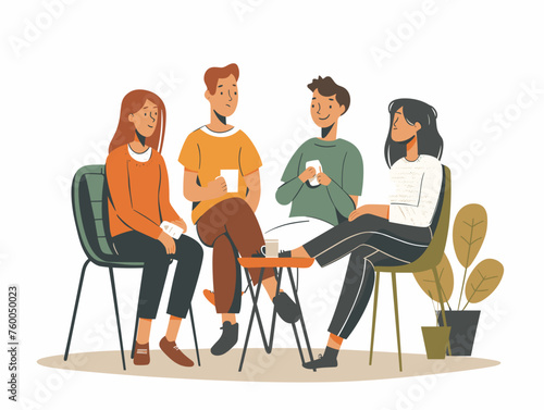  Friends gather for a casual coffee chat openly sharing their experiences and offering support to someone struggling with anxiety. 