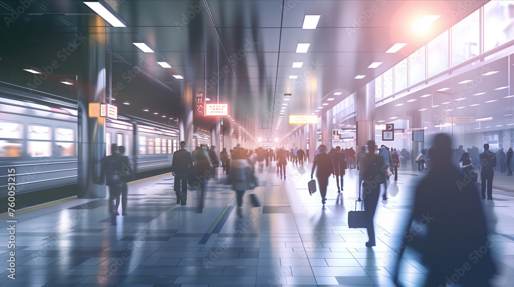 Blurred image of people walking at subway station. Blurred image of people walking at subway station.
