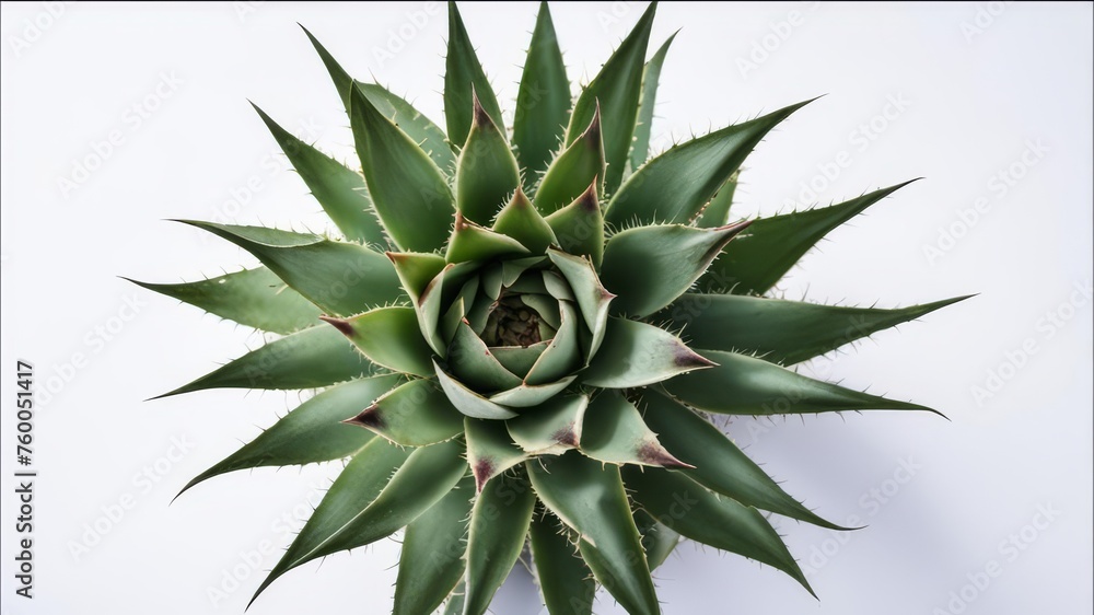 Agave with many leaves on a white background top view. Agave with many leaves on a white background top view.