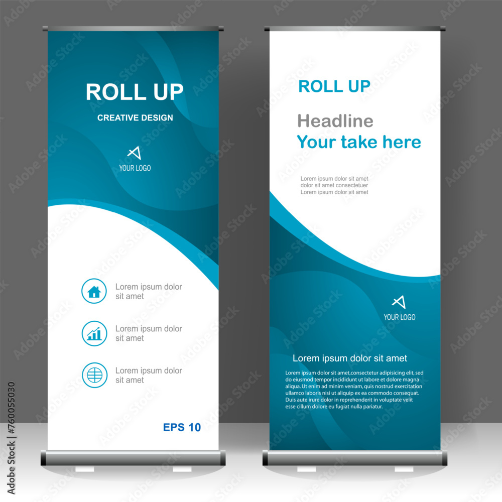 Business Roll up banner vertical template design, for brochure, business, flyer, infographics. modern x-banner and flag-banner advertising. vector illustration