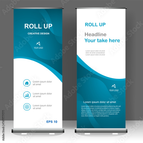 Business Roll up banner vertical template design, for brochure, business, flyer, infographics. modern x-banner and flag-banner advertising. vector illustration