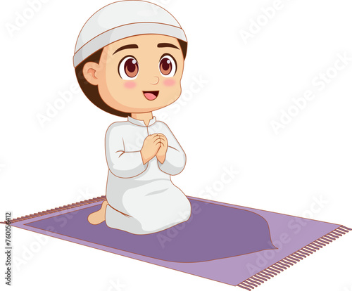 praying muslim boy on purple prayer mat clip art preview