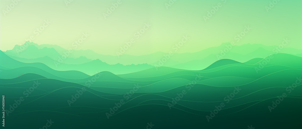 Layers of tranquil hills cascade into the horizon, bathed in the serene glow of a gradient sunrise