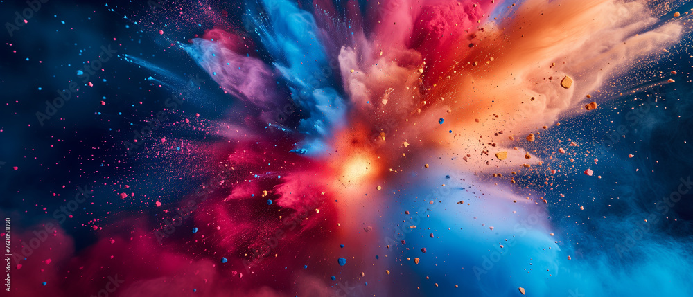 A cosmic spectacle emerges as vivid pigments explode in a vibrant dance across the starry expanse A cosmic spectacle emerges as vivid pigments explode in a vibrant dance across the starry expanse