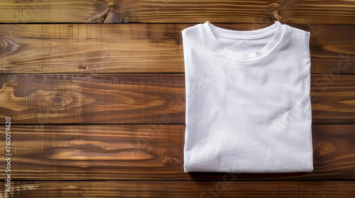 white blank t - shirt on wood background