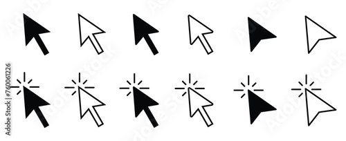Set of Click and Cursor icons. Vector Illustration.