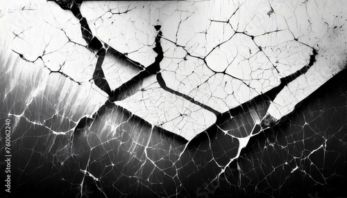 Illustration of black and white grunge texture with cracks.
