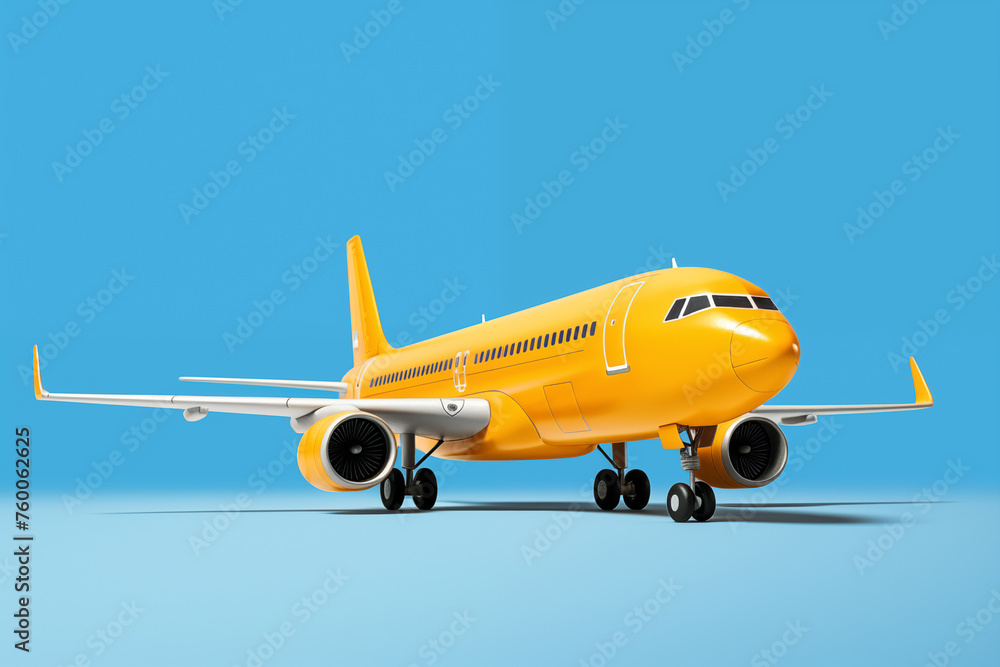 airplane on blue isolated background