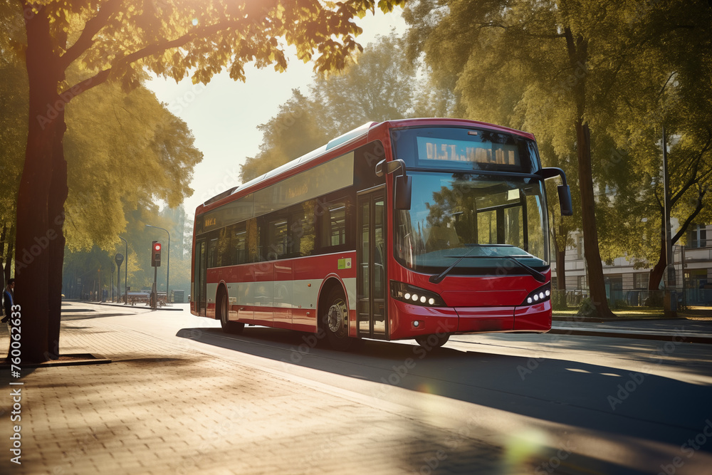 Obraz premium passenger transport bus driving on the road