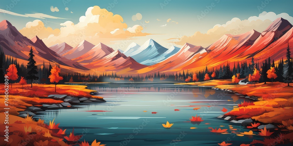 Canadian Colors - Nature's Palette Painted in Vibrant  a visual masterpiece with nature's palette in colors. Capture the diverse beauty howcasing vibrant hues, natural wonders, 