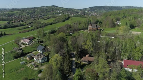 Wallpaper Mural Panorama Ethnographic Park Mountains Nowy Sacz Aerial View Poland Torontodigital.ca