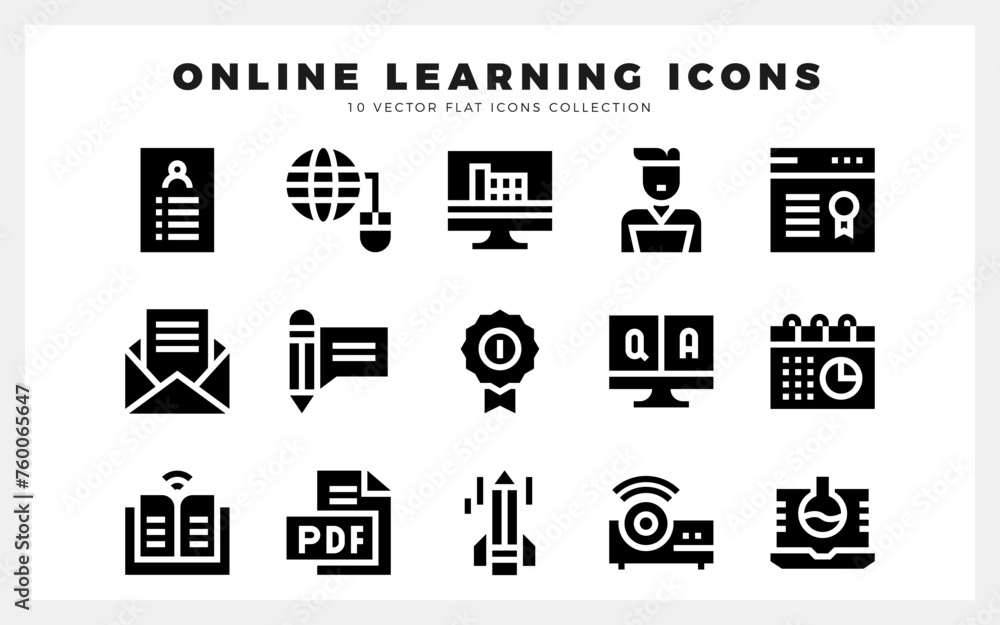 15 Online Learning Glyph icon pack. vector illustration. 15 Online Learning Glyph icon pack. vector illustration.
