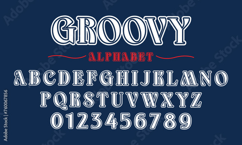 Editable typeface vector. Groovy sport font in american style for football, baseball or basketball logos and t-shirt. photo