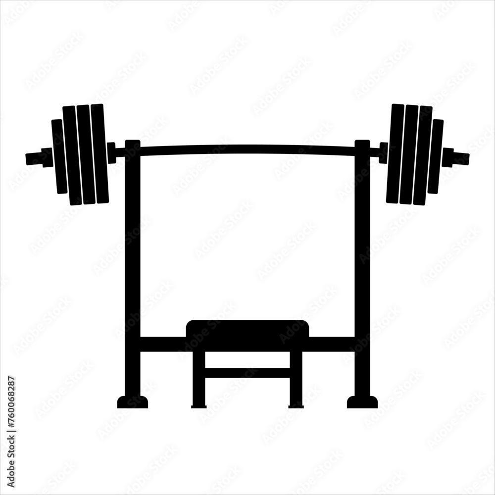 Barbell rack at gym fitness club. Rack with a barbell, Gym concept ...