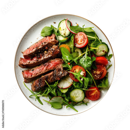 Grilled Steak and Salad Isolated on a Transparent Background 
