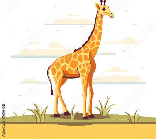 Giraffe in Motion Vector Illustration