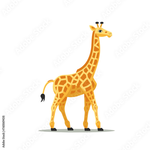 Giraffe with Floral Pattern Border Vector Illustration