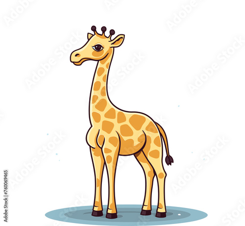 Giraffe with Vintage Hipster Emblem Vector Illustration